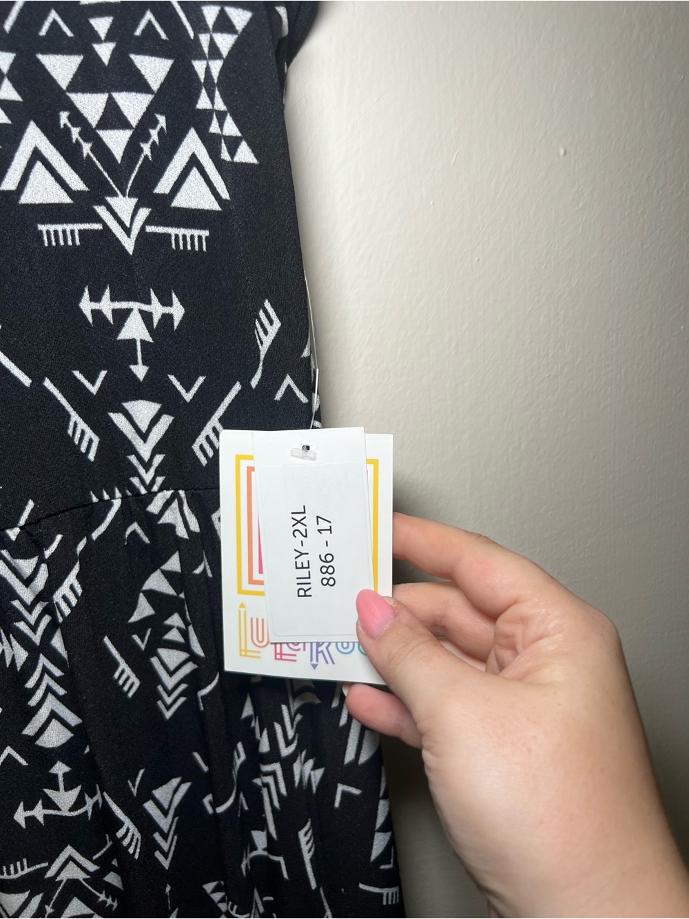 LuLaRoe Riley Black and White Aztec Maxi Dress - Picture 2 of 4